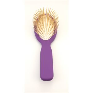 Oval wooden pin brush purple