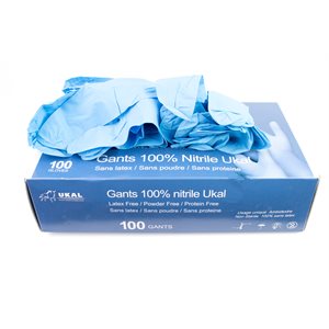 Gants 100% Nitrile Ukal Medium bleu 4 mil (100)